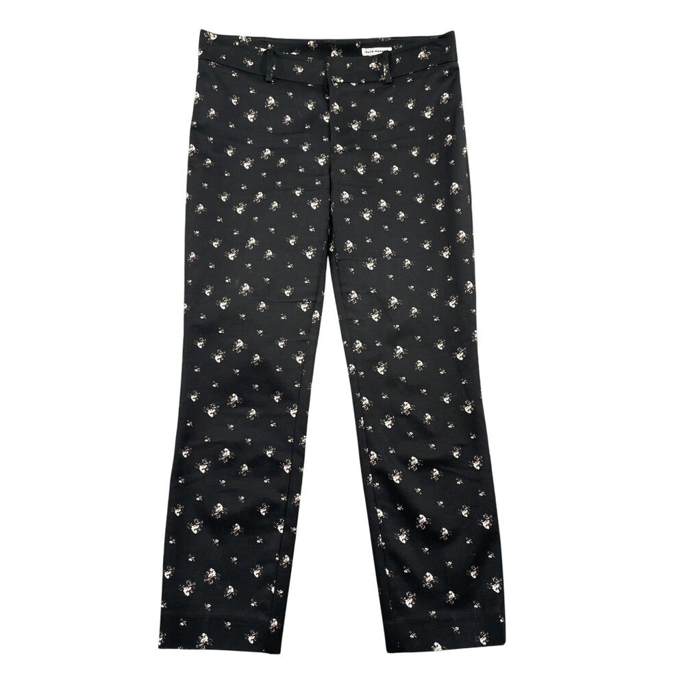 Club Monaco Floral Dress Pants Womens 4 Black Floral Crop Trousers
